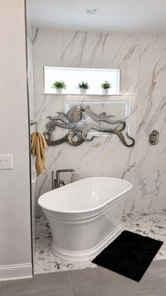 Naturally lit bathroom remodel