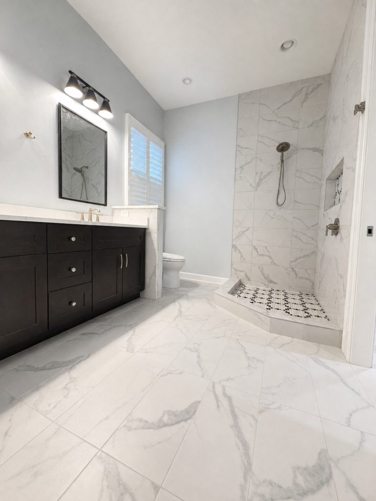 Professional bathroom renovation progress