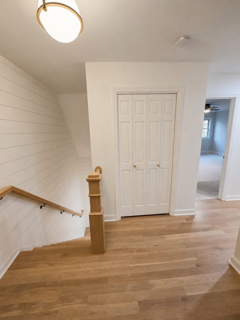 Refined stair landing and hallway